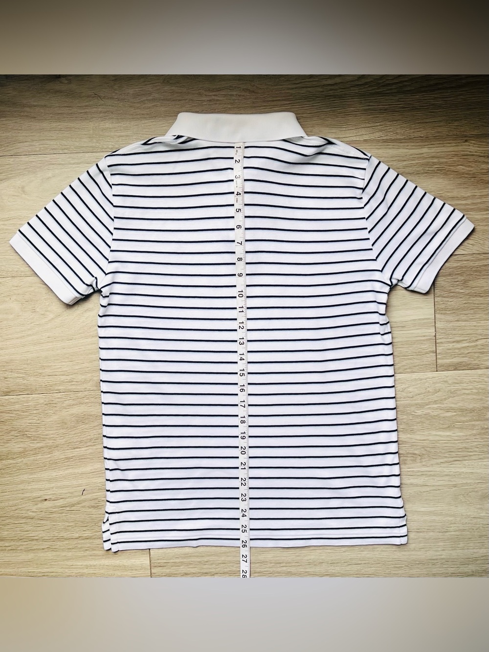 Men's Polo by Ralph Lauren White and Navy Striped Polo Shirt - Small - Picture 7 of 8